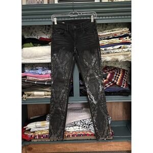TRUE RELIGION JEANS HALLE SUPER SKINNY BLACK VENOM IRIDESCENT‎ SIZE 24